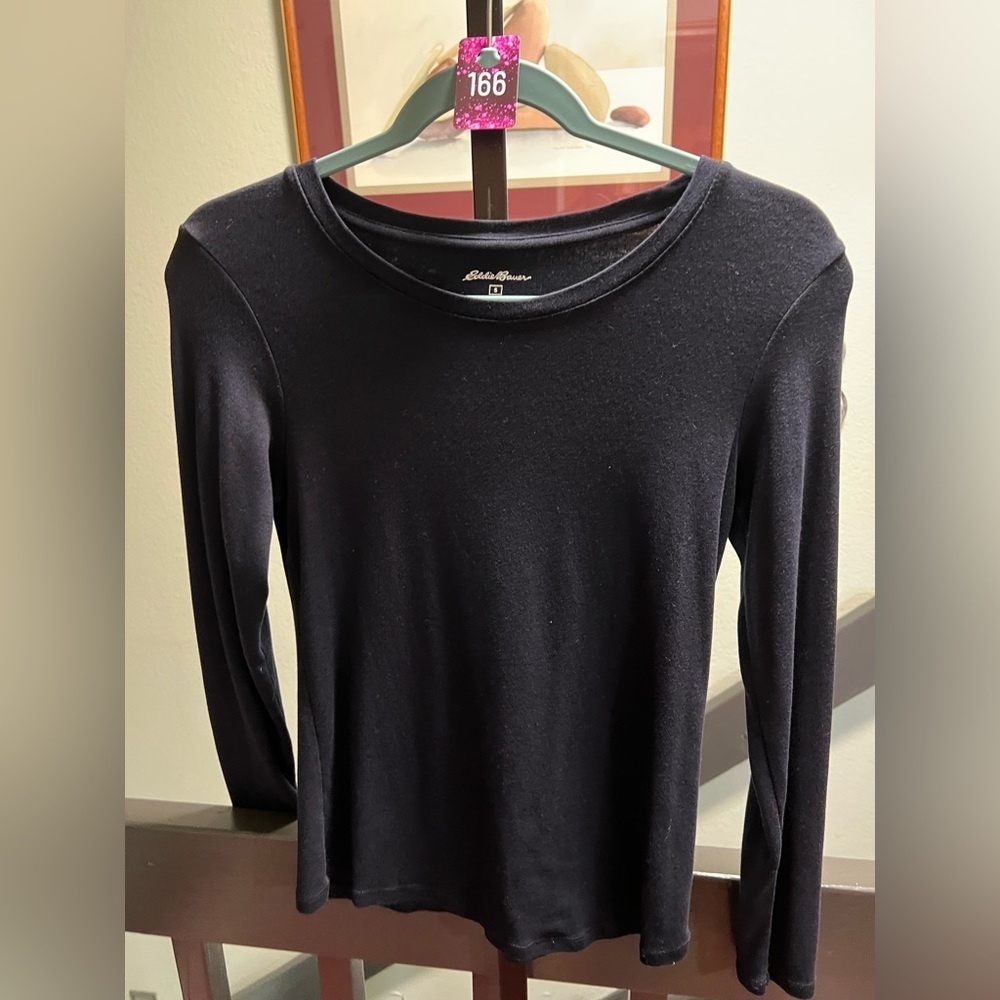 Eddie Bauer Classic Black Crew Neck Shirt #166